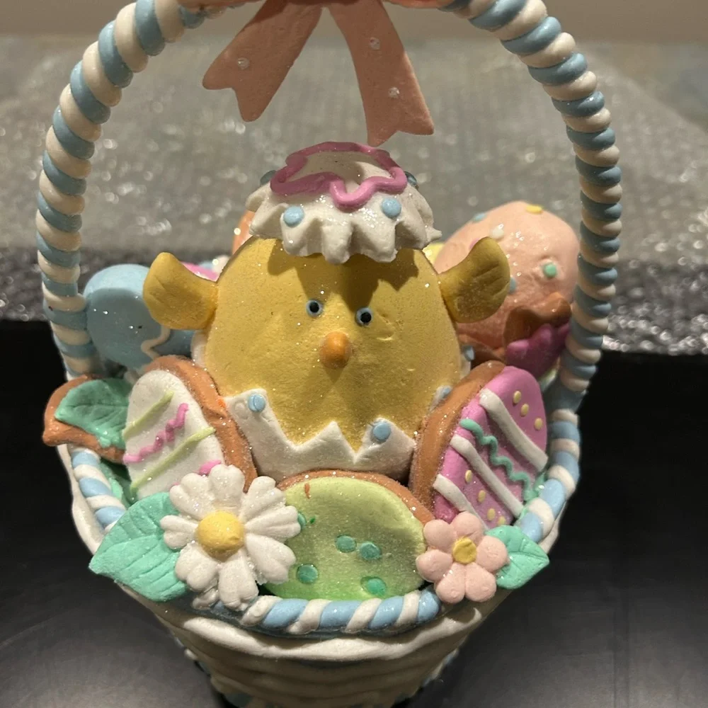 Valerie Parr Hill Light-Up Easter Chick Basket VHTF Glittery